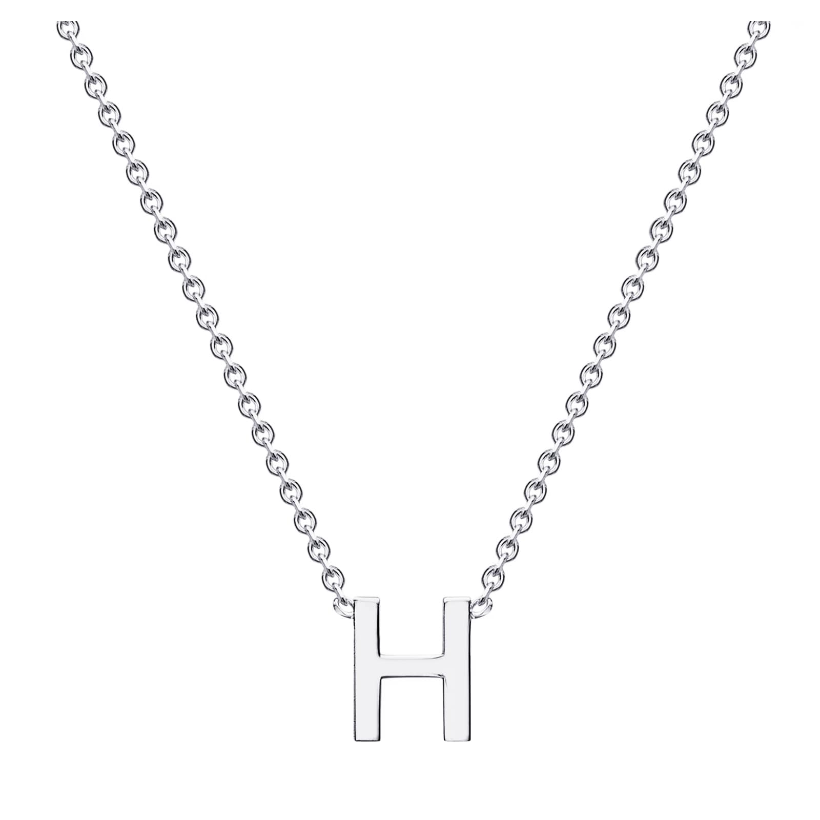 9ct White Gold Letter H Initial Pendant Necklace