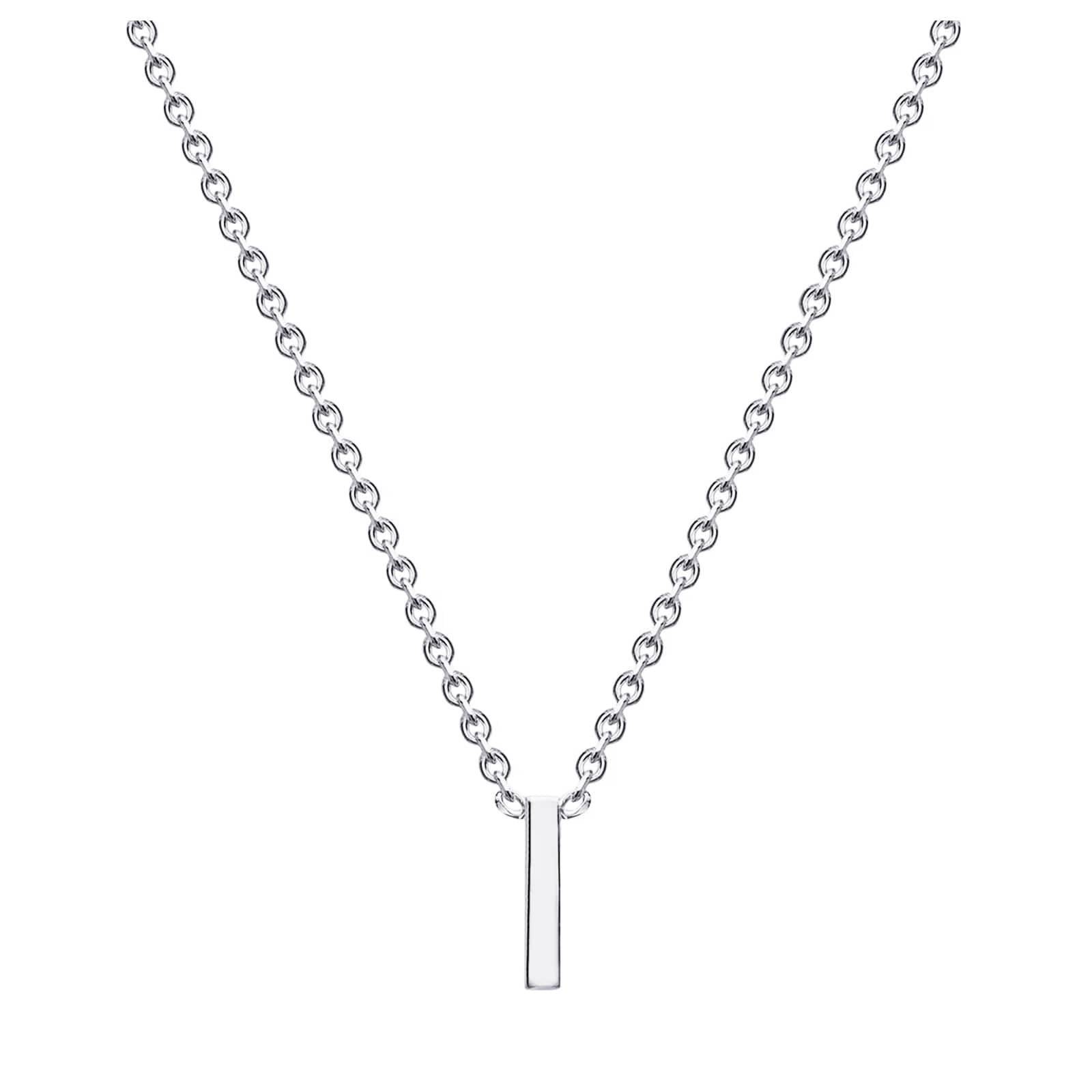 9ct White Gold Letter I Initial Pendant Necklace