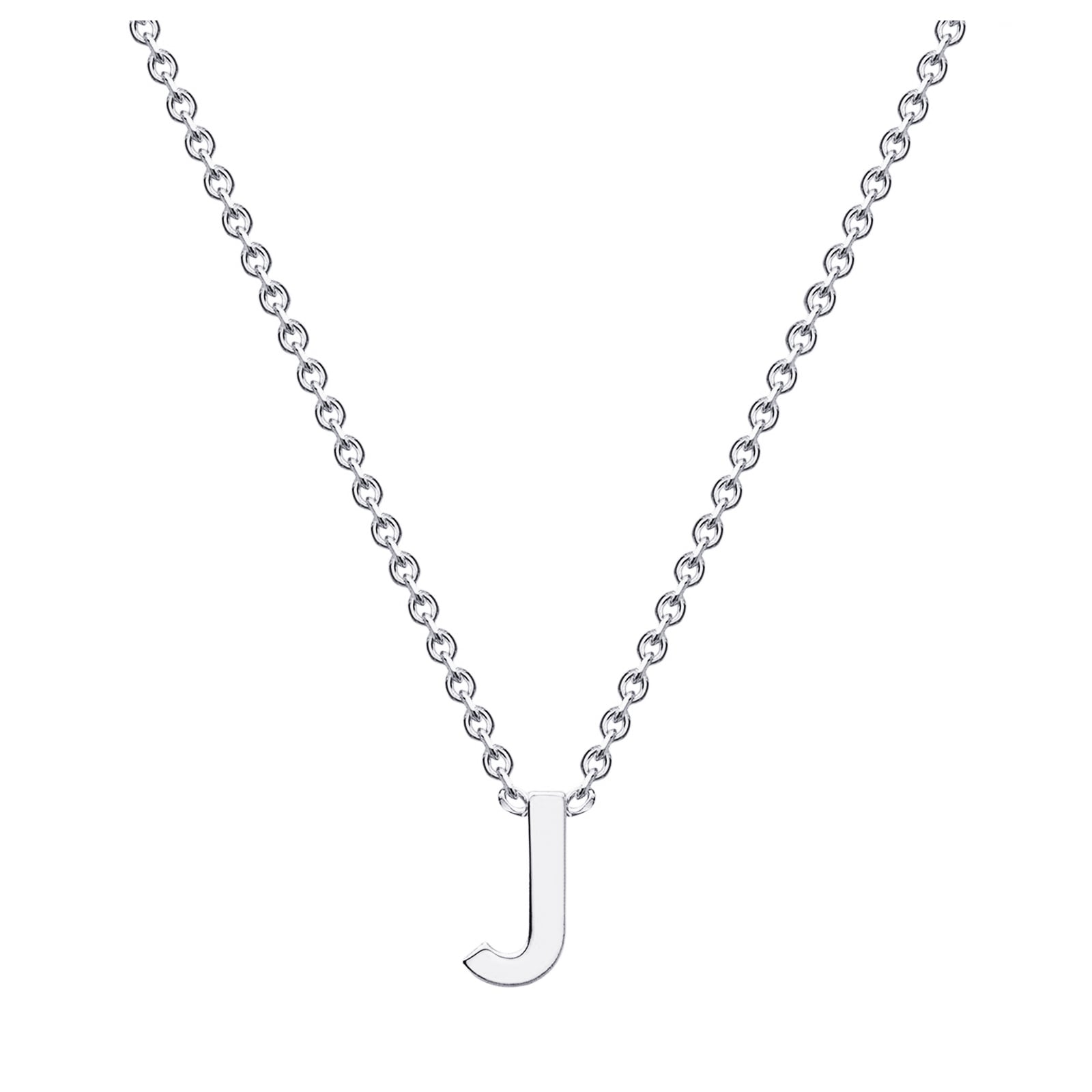 9ct White Gold Letter J Initial Pendant Necklace