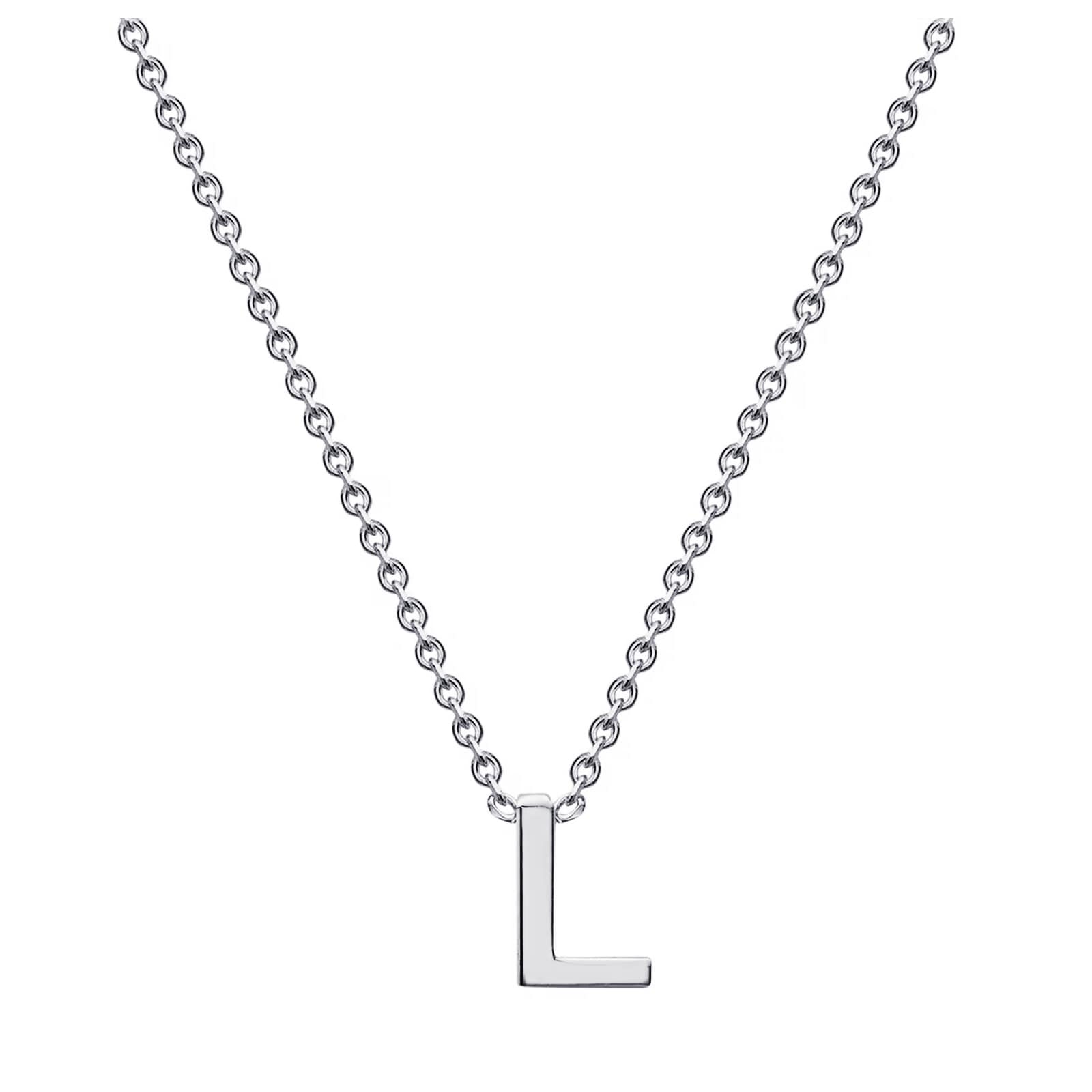 9ct White Gold Letter L Initial Pendant Necklace