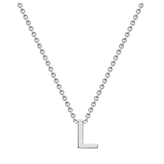 Goldsmiths 9ct White Gold Letter L Initial Pendant Necklace