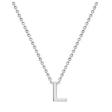 Goldsmiths 9ct White Gold Letter L Initial Pendant Necklace