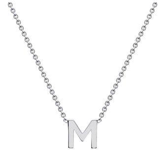 Goldsmiths 9ct White Gold Letter M Initial Pendant Necklace Goldsmiths 9ct White Gold Letter M Initial Pendant Necklace