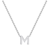 Goldsmiths 9ct White Gold Letter M Initial Pendant Necklace