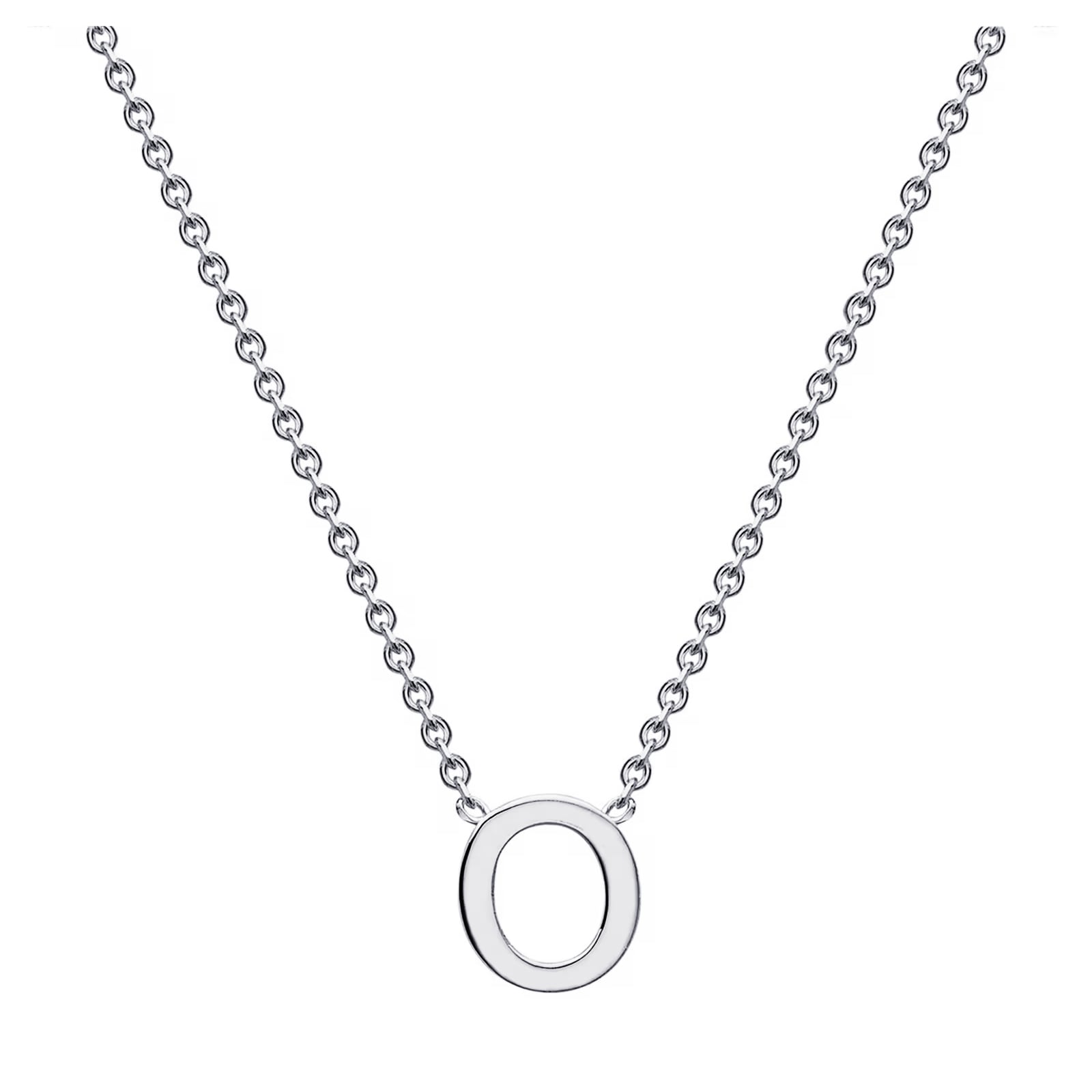 9ct White Gold Letter O Initial Pendant Necklace