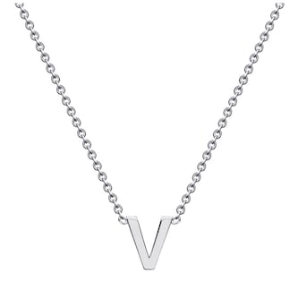 Goldsmiths 9ct White Gold Letter V Initial Pendant Necklace Goldsmiths 9ct White Gold Letter V Initial Pendant Necklace