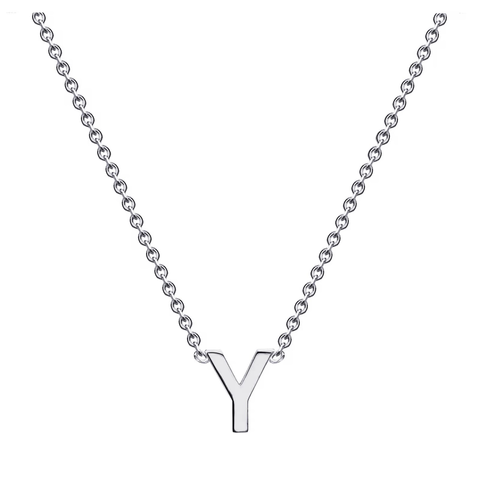 9ct White Gold Letter Y Initial Pendant Necklace