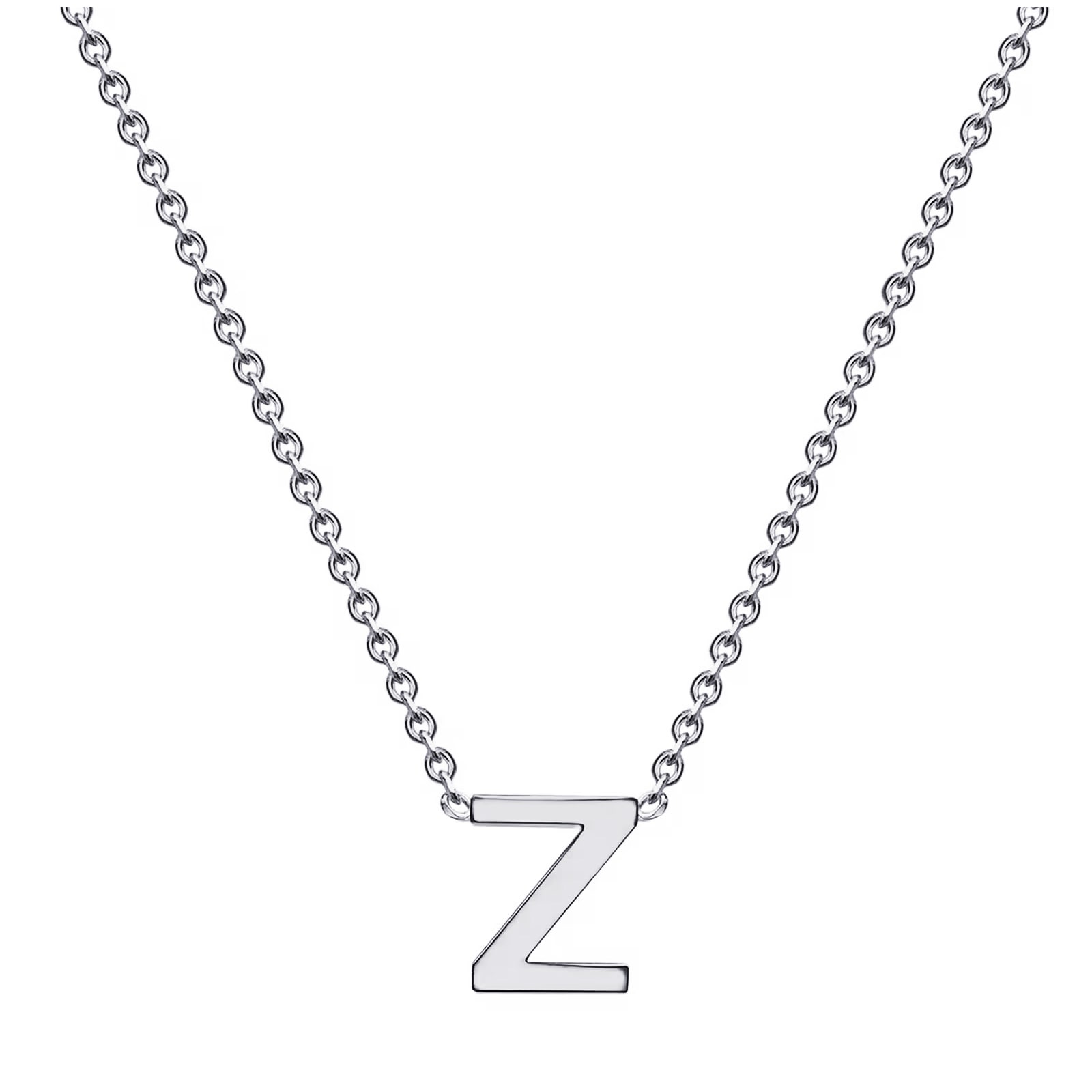 9ct White Gold Letter Z Initial Pendant Necklace