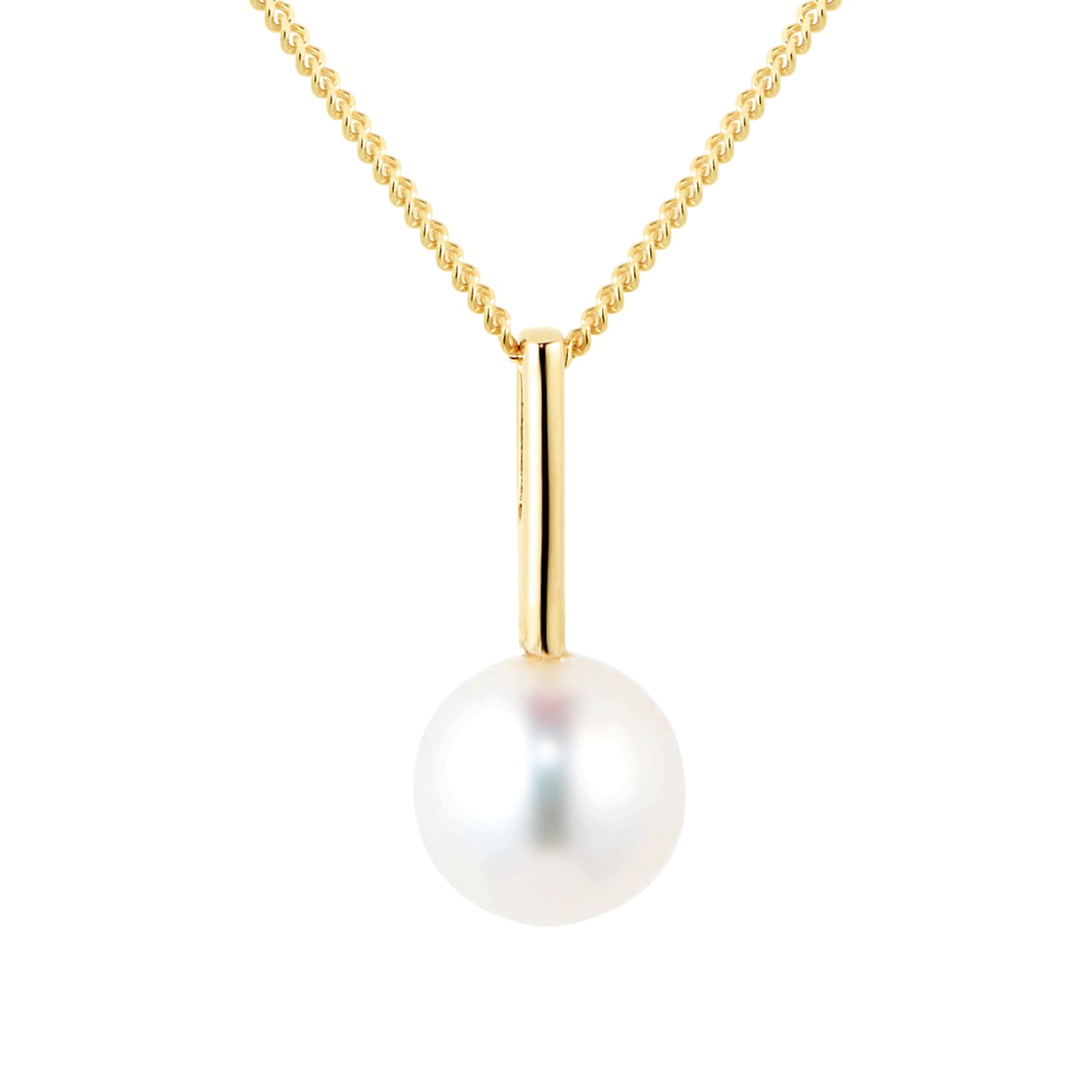 Goldsmiths 9ct Yellow Gold Pearl Drop Bar Pendant