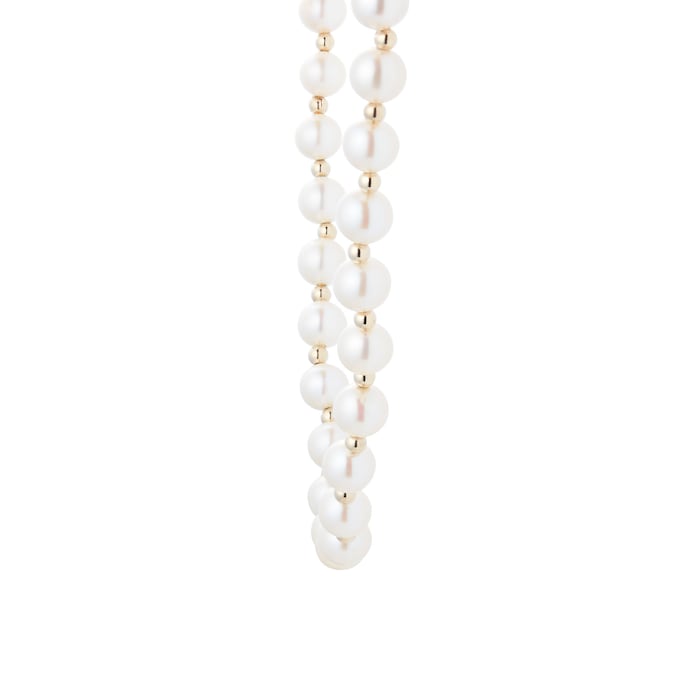 Goldsmiths 9ct Yellow Gold Bead & Pearl Necklace Strand 7-7.5mm