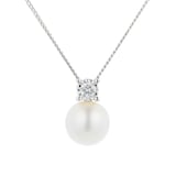 Goldsmiths 9ct White Gold Diamond and 6.5-7mm Fresh Water Pearl Pendant