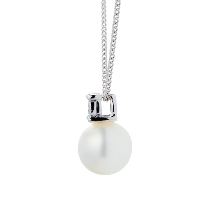 Goldsmiths 9ct White Gold Diamond and 6.5-7mm Fresh Water Pearl Pendant