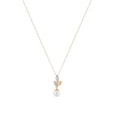 Goldsmiths 9ct Yellow Gold Pearl & Cubic Zirconia Floral Pendant