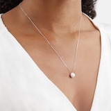 Goldsmiths 9ct White Gold Cultured Fresh Water Pearl & Diamond Pendant