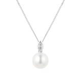 Goldsmiths 9ct White Gold 6.5-7mm Fresh Water Pearl & Diamond Necklace