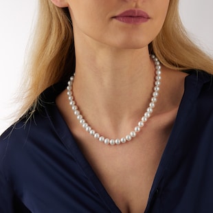 Goldsmiths 9ct Yellow Gold 8-8.5mm Cultured Fresh Water Pearl Necklace