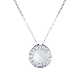 13160217 - 9ct White Gold Mother Of Pearl Halo 0.10ct Pendant