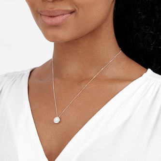 Goldsmiths 9ct White Gold Mother Of Pearl Halo 0.10ct Pendant Goldsmiths 9ct White Gold Mother Of Pearl Halo 0.10ct Pendant