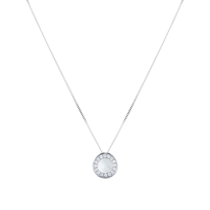 Goldsmiths 9ct White Gold Mother Of Pearl Halo 0.10ct Pendant