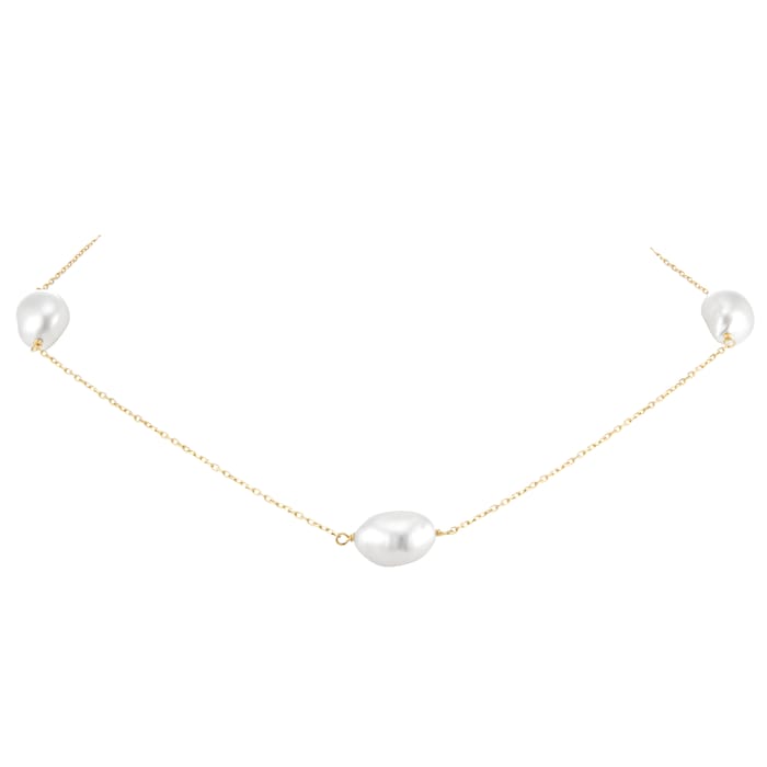 Goldsmiths 18ct Yellow Gold Baroque Pearl Necklace