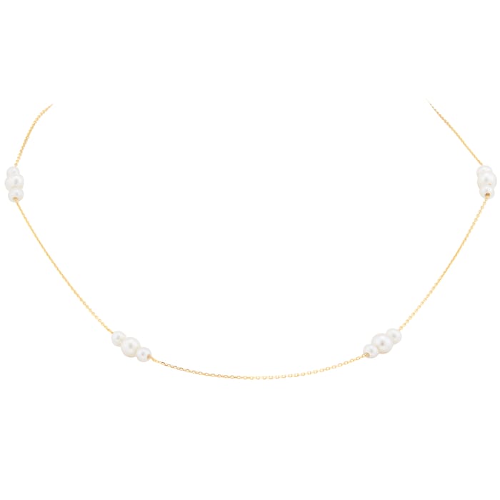 Goldsmiths 18ct Yellow Gold Floating Fresh Water Pearl Necklace