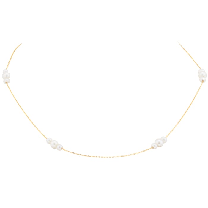 Goldsmiths 18ct Yellow Gold Floating Fresh Water Pearl Necklace