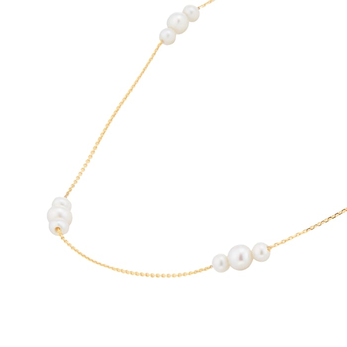 Goldsmiths 18ct Yellow Gold Floating Fresh Water Pearl Necklace