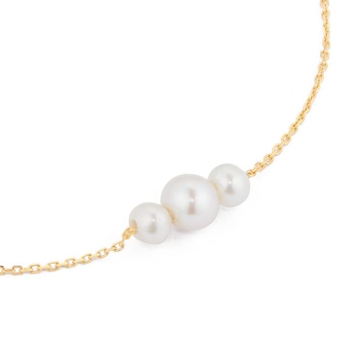 Goldsmiths 18ct Yellow Gold Floating Fresh Water Pearl Necklace