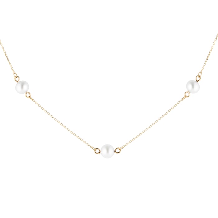 Goldsmiths 9ct Yellow Gold 6mm Freshwater Pearl Adjustable Necklace