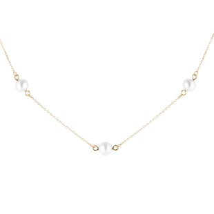 Goldsmiths 9ct Yellow Gold 6mm Freshwater Pearl Adjustable Necklace