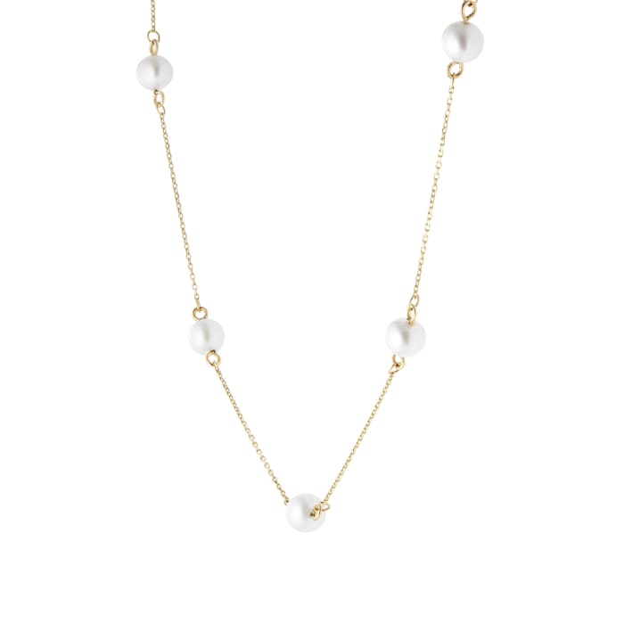 Goldsmiths 9ct Yellow Gold 6mm Freshwater Pearl Adjustable Necklace