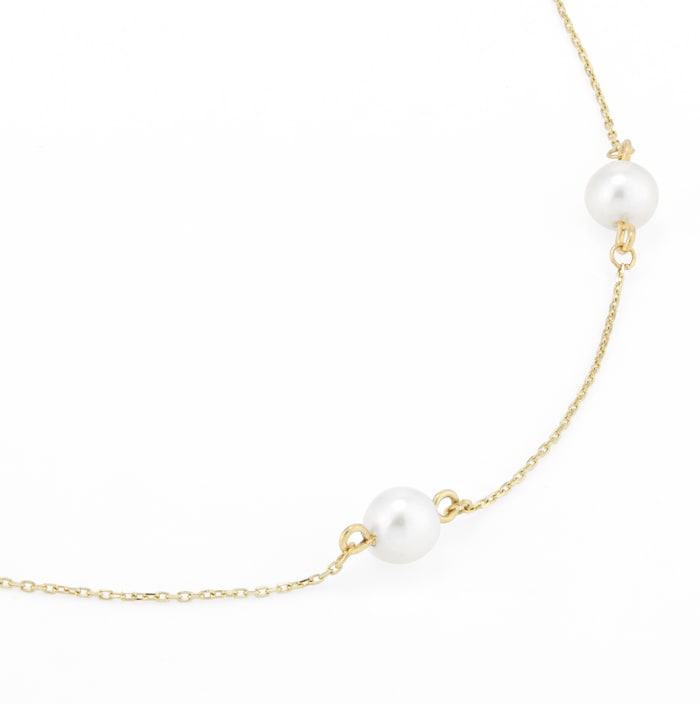 Goldsmiths 9ct Yellow Gold 6mm Freshwater Pearl Adjustable Necklace