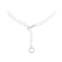 13160226 - 18ct White Gold 7.5mm-8mm AA Akoya & 0.34cttw Diamond Lariat Necklace