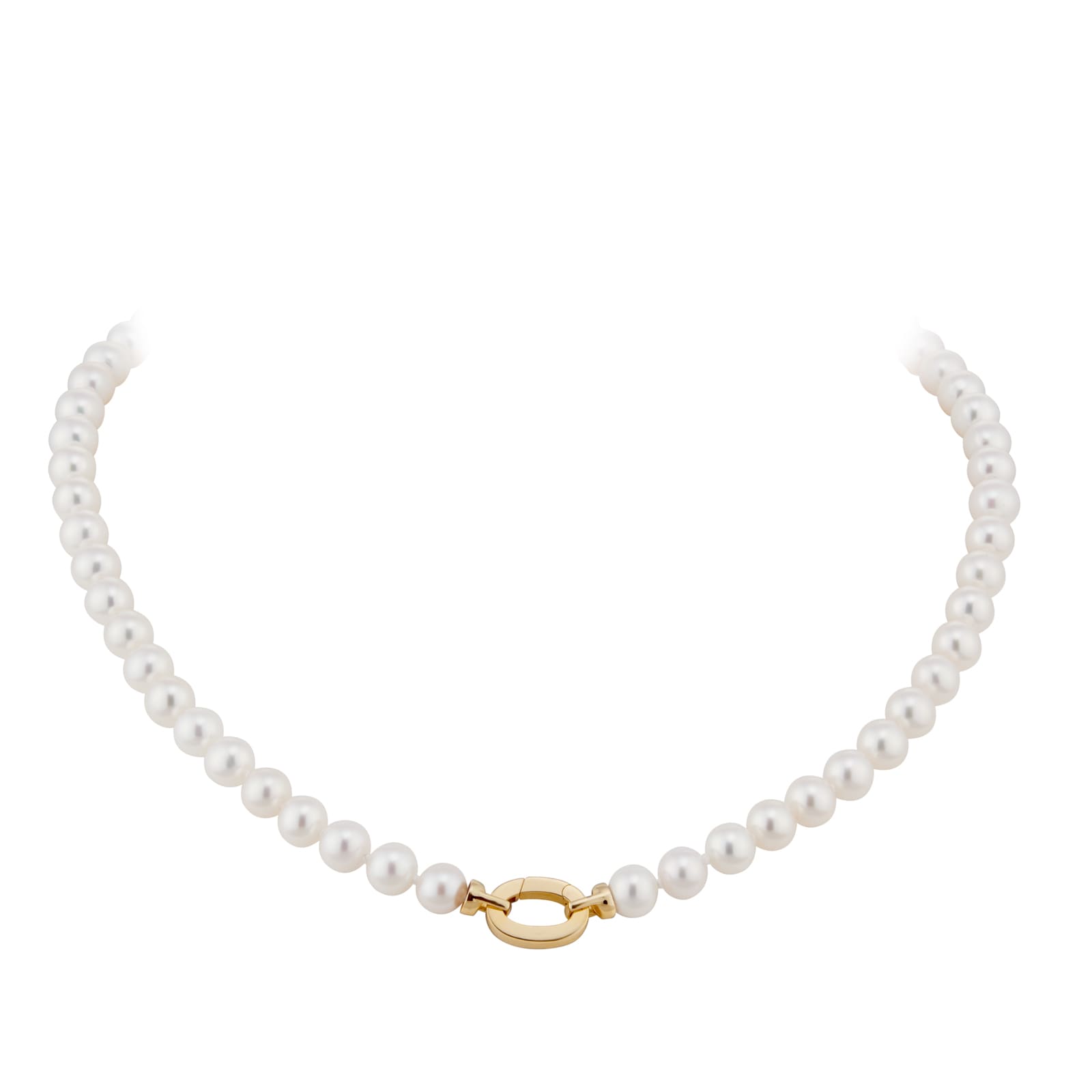 Goldsmiths 9ct Yellow Gold Oval Link and 6-6.5mm Pearl Necklace Goldsmiths 9ct Yellow Gold Oval Link and 6-6.5mm Pearl Necklace