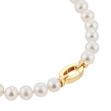 Goldsmiths 9ct Yellow Gold Oval Link and 6-6.5mm Pearl Necklace 18 Inch