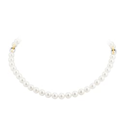 13160231 - 18ct Yellow & White 7.5x8mm Akoya Pearl 18 Inch Necklace