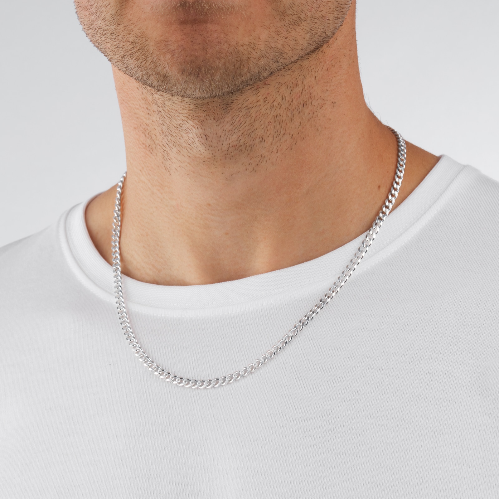 Goldsmiths Sterling Silver 4mm Panza Curb Chain Necklace