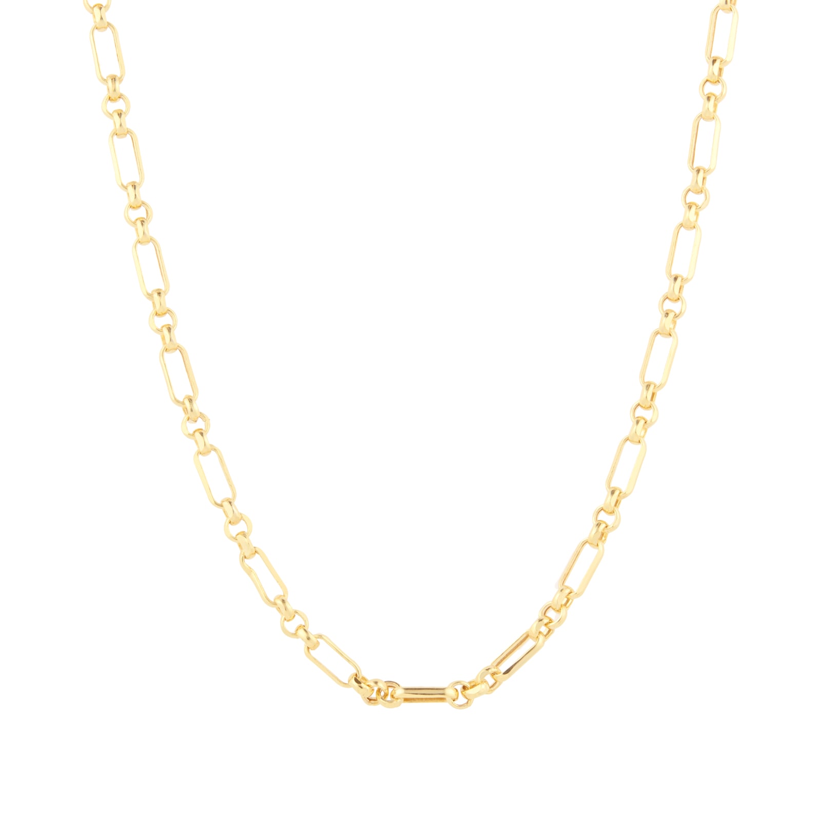 18ct Yellow Gold Thin Diamond Cut Mixed Belcher Chain