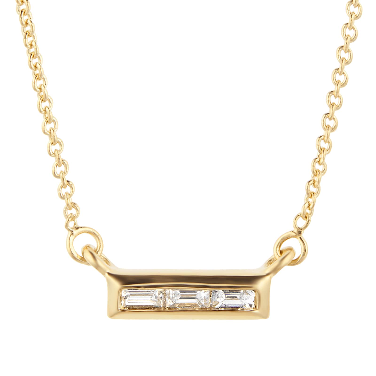 Goldsmiths Yellow Gold Plated Silver Diamond 0 08ct Baguette Bar Necklace Nf1542 Goldsmiths