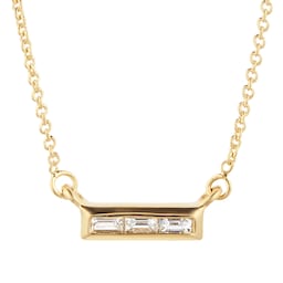 13700020 - Yellow Gold Plated Silver Diamond 0.08ct Baguette Bar Necklace