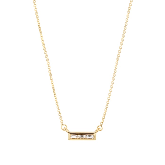 Goldsmiths Yellow Gold Plated Silver Diamond 0.08ct Baguette Bar ...