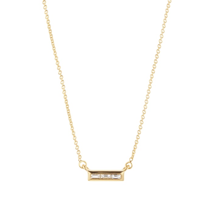 Goldsmiths Yellow Gold Plated Silver Diamond 0.08ct Baguette Bar Necklace