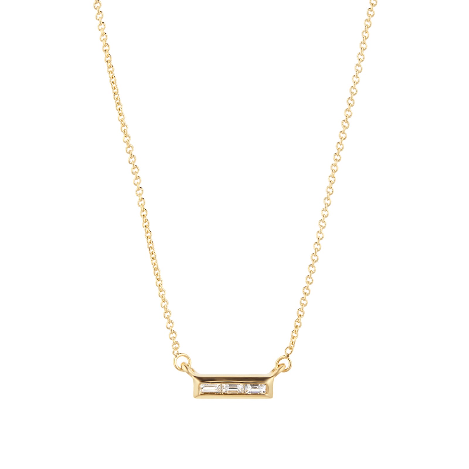 Goldsmiths Yellow Gold Plated Silver Diamond 0.08ct Baguette Bar Necklace