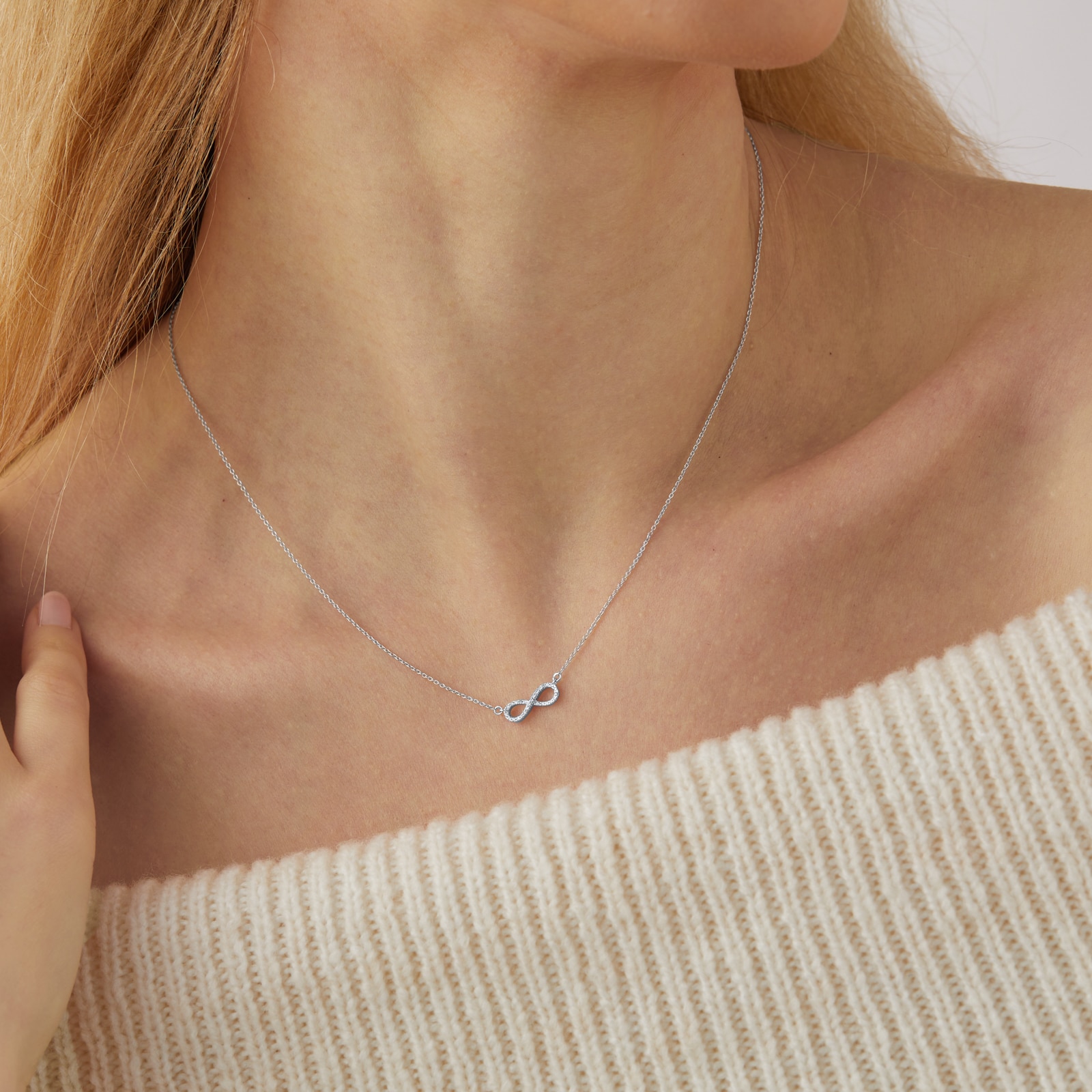 Goldsmiths Silver & Diamond 0.08ct Infinity Necklace