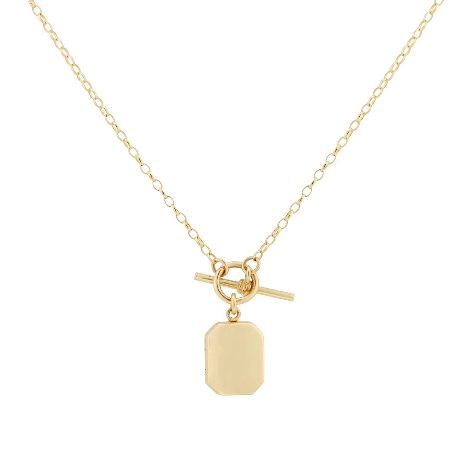 Goldsmiths 9ct Yellow Gold Oblong Locket T-Bar Chain Goldsmiths 9ct Yellow Gold Oblong Locket T-Bar Chain