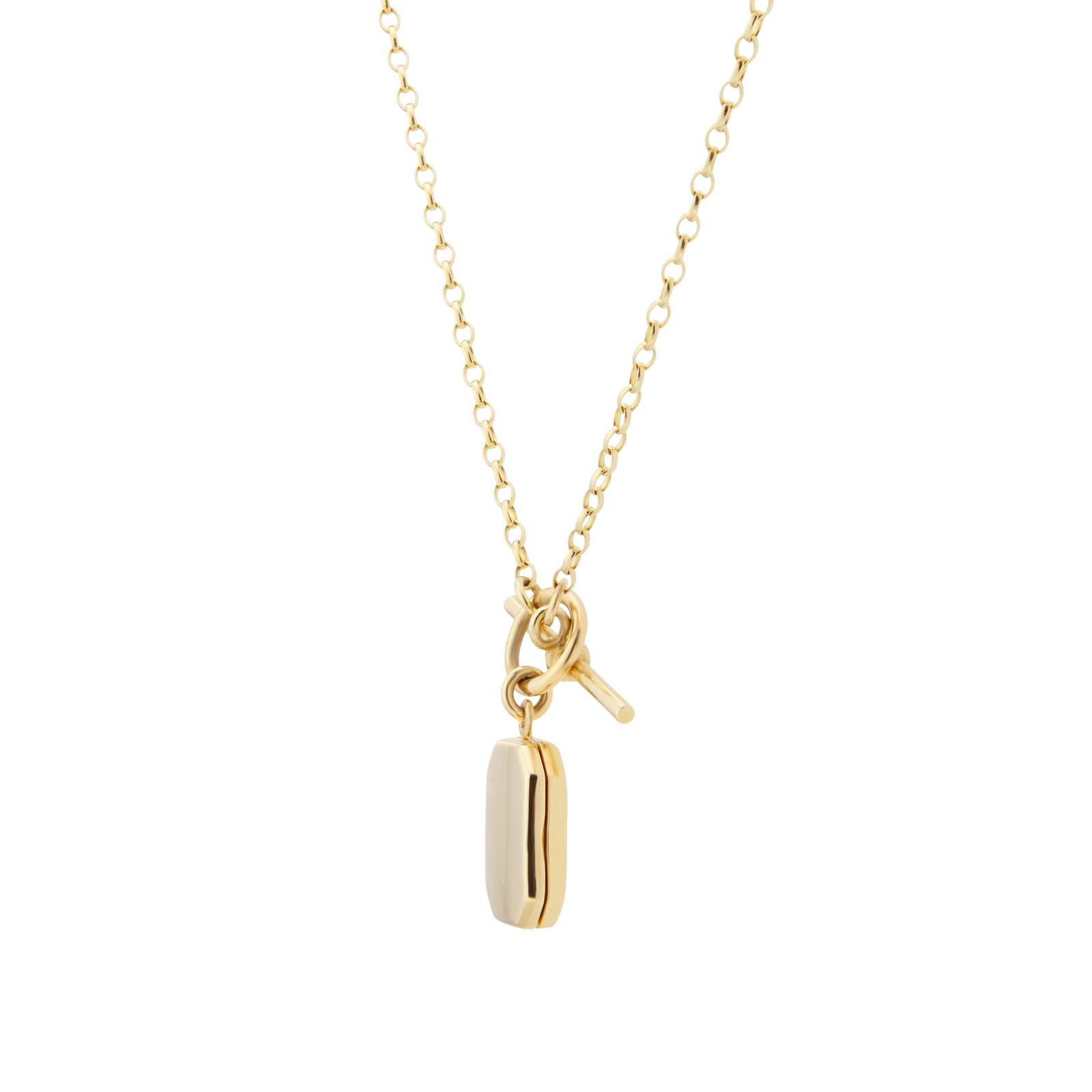 Goldsmiths 9ct Yellow Gold Oblong Locket T-Bar Chain Goldsmiths 9ct Yellow Gold Oblong Locket T-Bar Chain