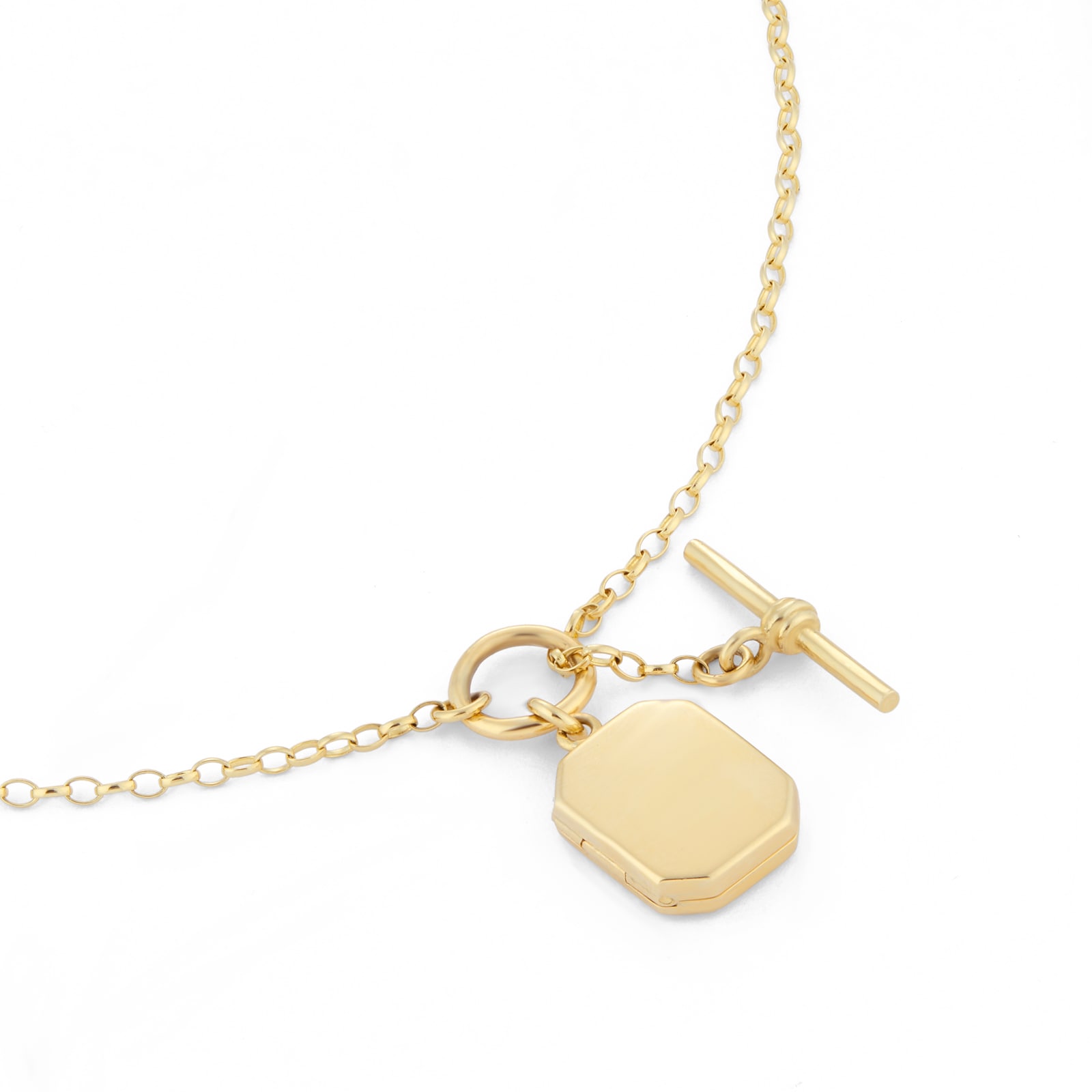 Goldsmiths 9ct Yellow Gold Oblong Locket T-Bar Chain Goldsmiths 9ct Yellow Gold Oblong Locket T-Bar Chain
