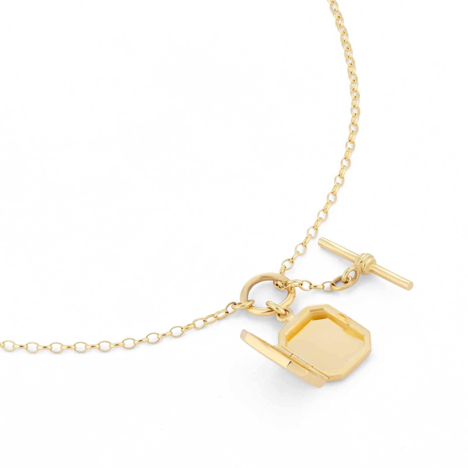 Goldsmiths 9ct Yellow Gold Oblong Locket T-Bar Chain Goldsmiths 9ct Yellow Gold Oblong Locket T-Bar Chain