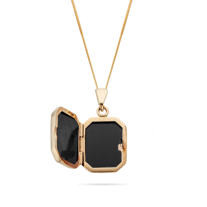 Goldsmiths 9ct Yellow Gold Rectangle Diamond Set Starburst Locket