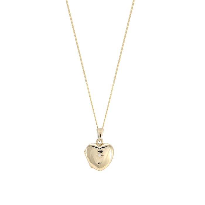 Goldsmiths 9ct Yellow Gold Diamond Set Heart Locket